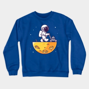 Cute Astronaut Trimming Moon Cartoon Crewneck Sweatshirt